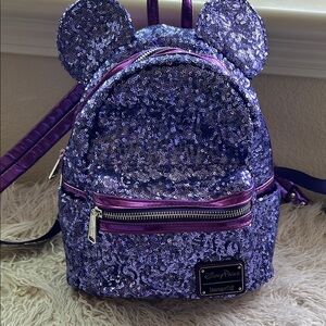 Disney Parks Loungefly Purple Sequin Backpack